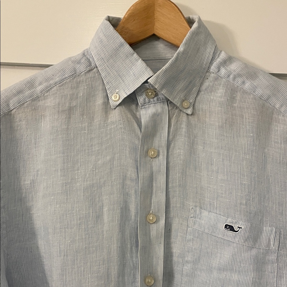 Vineyard Vines Men's Linen Blue Striped Shirt
